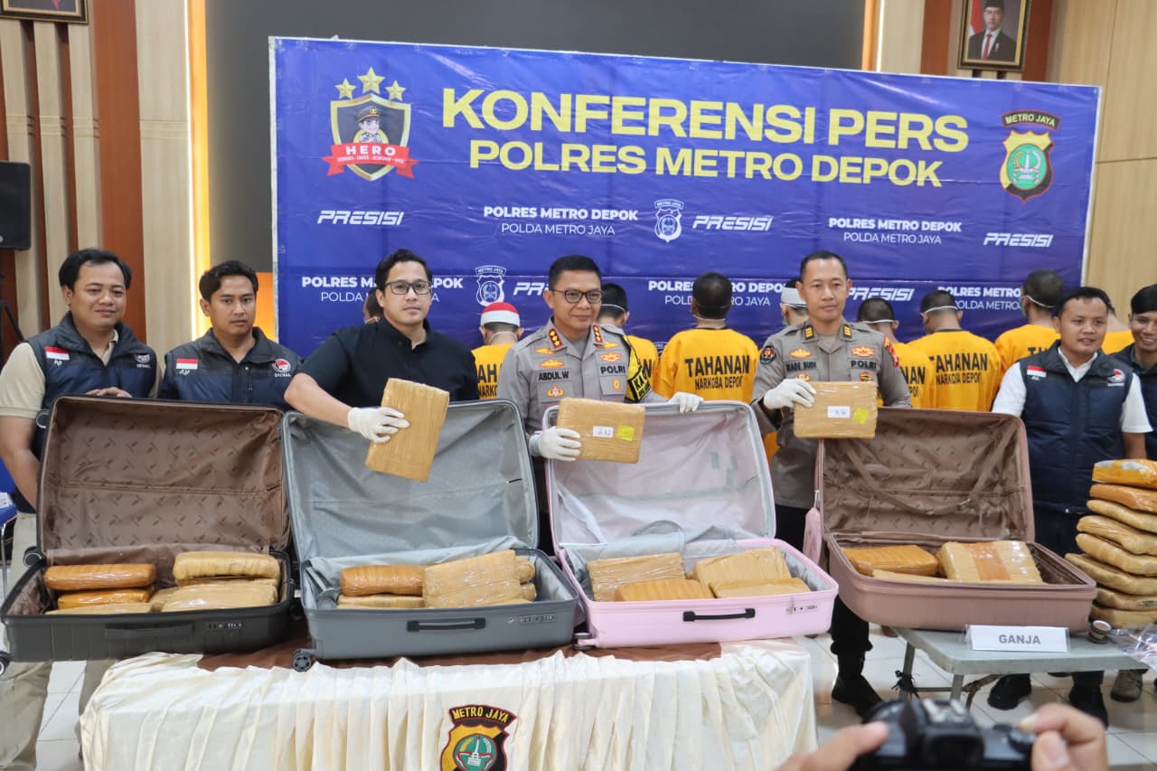 Polres Metro Depok Ungkap Kasus Ganja 78 Kilogram, Enam Tersangka Diamankan