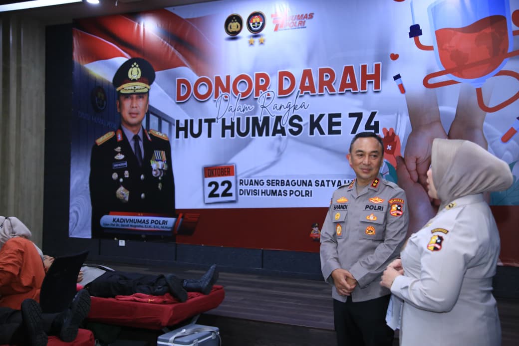 Gelar Donor Darah Serentak Jelang Hari Jadi Ke-74, Humas Polri Kumpulkan 16.619 Kantong