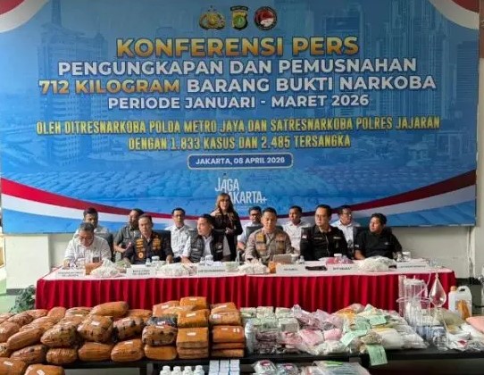 Polda Metro Jaya Sita 721,01 Kg Narkoba dari Ribuan Kasus di Awal 2026